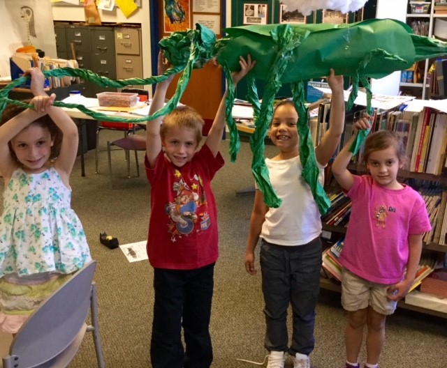 Insect-themed art projects, including 3-foot-long model of an arthropod.