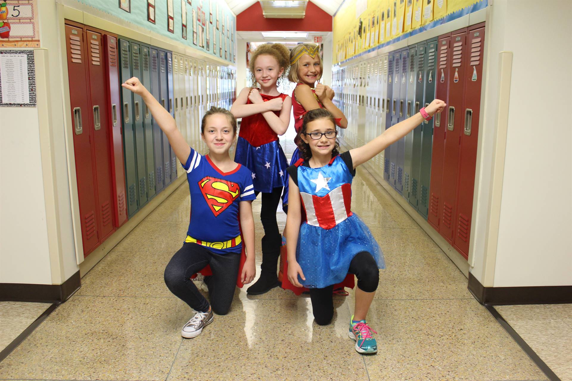 Photo of West View Elementary Students Dressed as Superheroes for Hurricane Relief Fundraiser