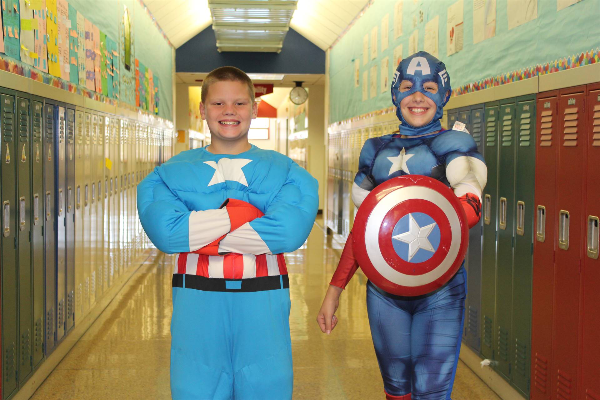 Photo of West View Elementary Students Dressed as Superheroes for Hurricane Relief Fundraiser