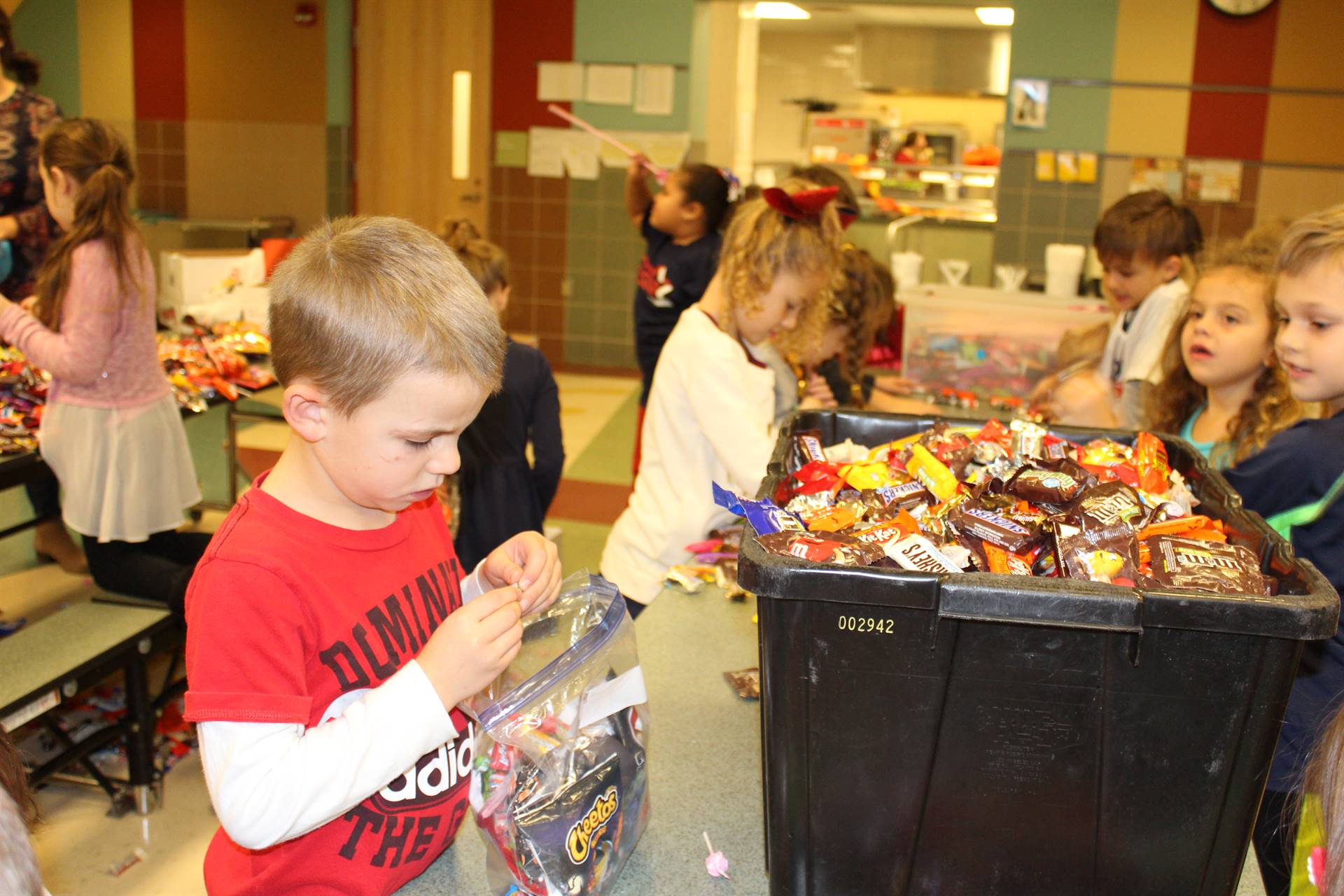 Image of Students Sorting Candy for Highcliff's Treats for Troops