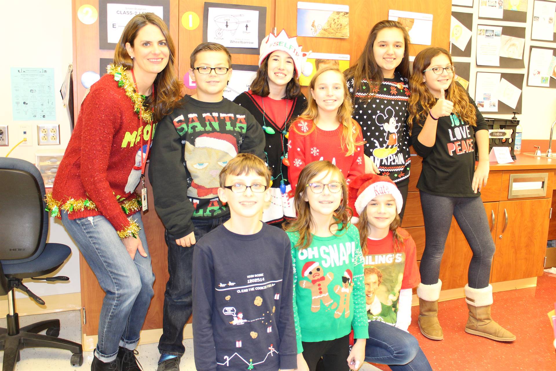 Students Ugly Sweater and Holiday Dress Up Day